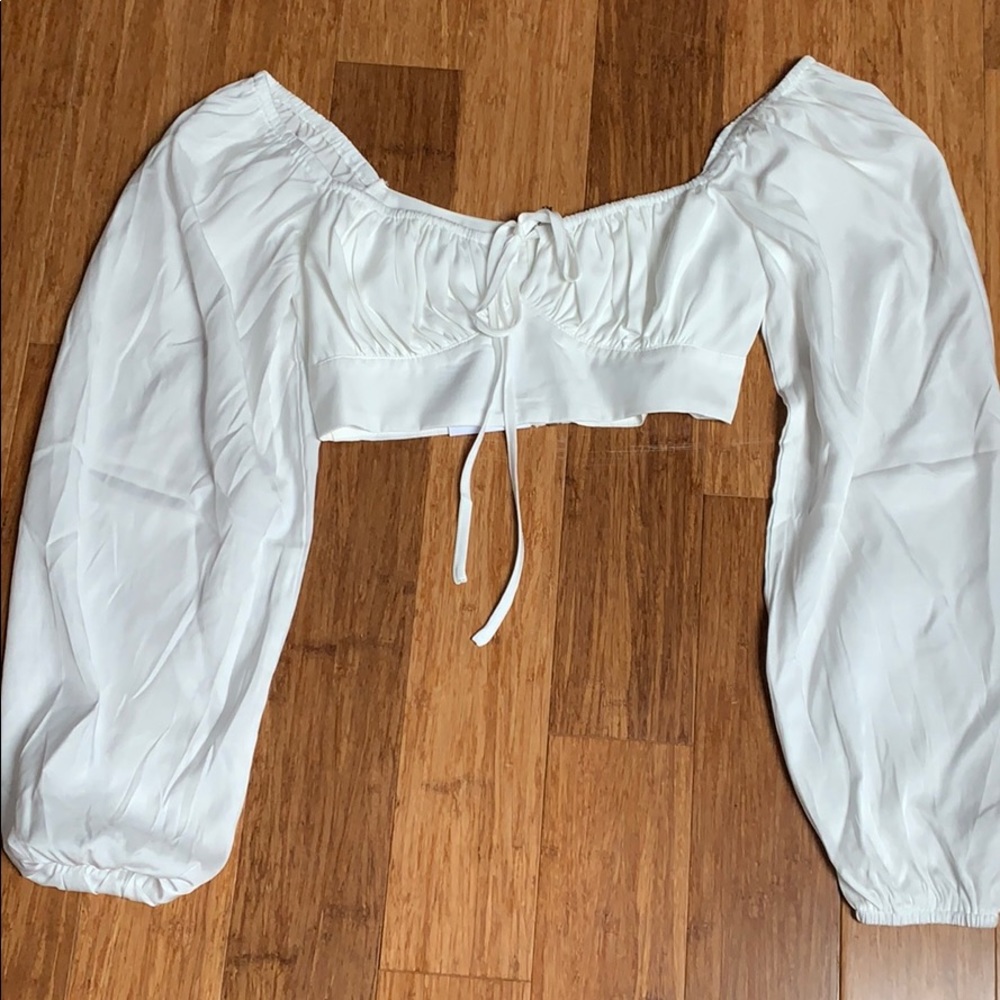 White Long Sleeve Crop Top